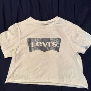 Levi's women’s cropped  White and Gray Logo Tee